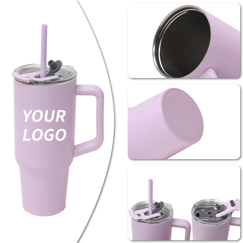 Factory Direct 40oz Cup Gradient color Custom Logo Double Wall Steel Vacuum Coffee Travel Mug With Handle And Lid