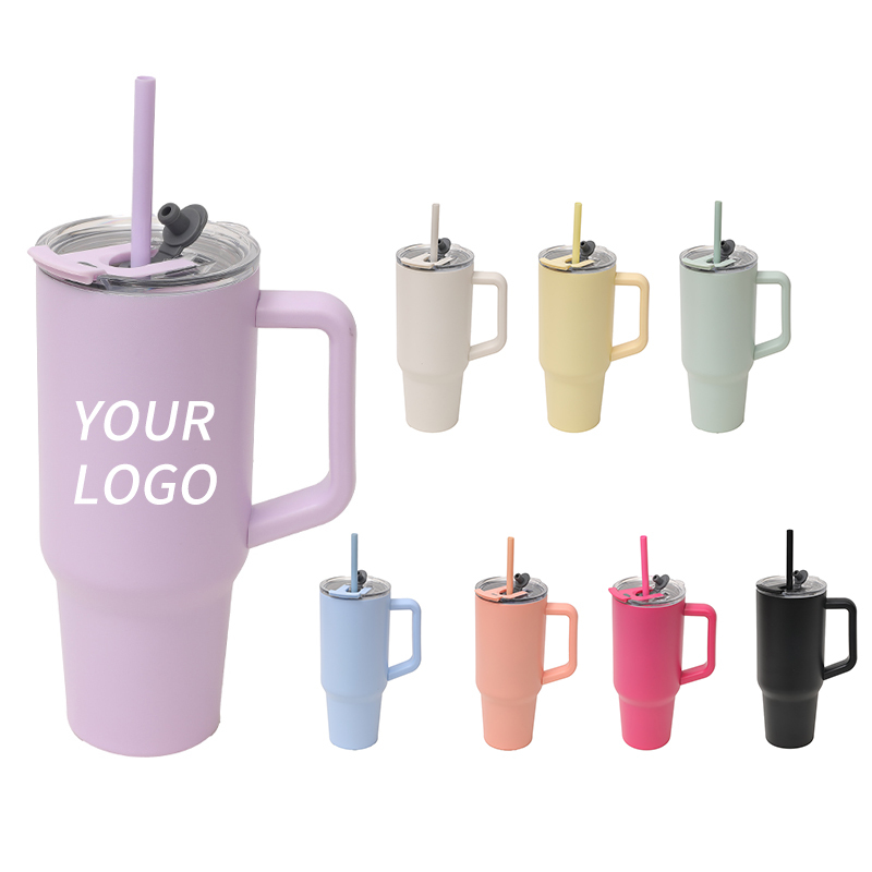 Factory Direct 40oz Cup Gradient color Custom Logo Double Wall Steel Vacuum Coffee Travel Mug With Handle And Lid