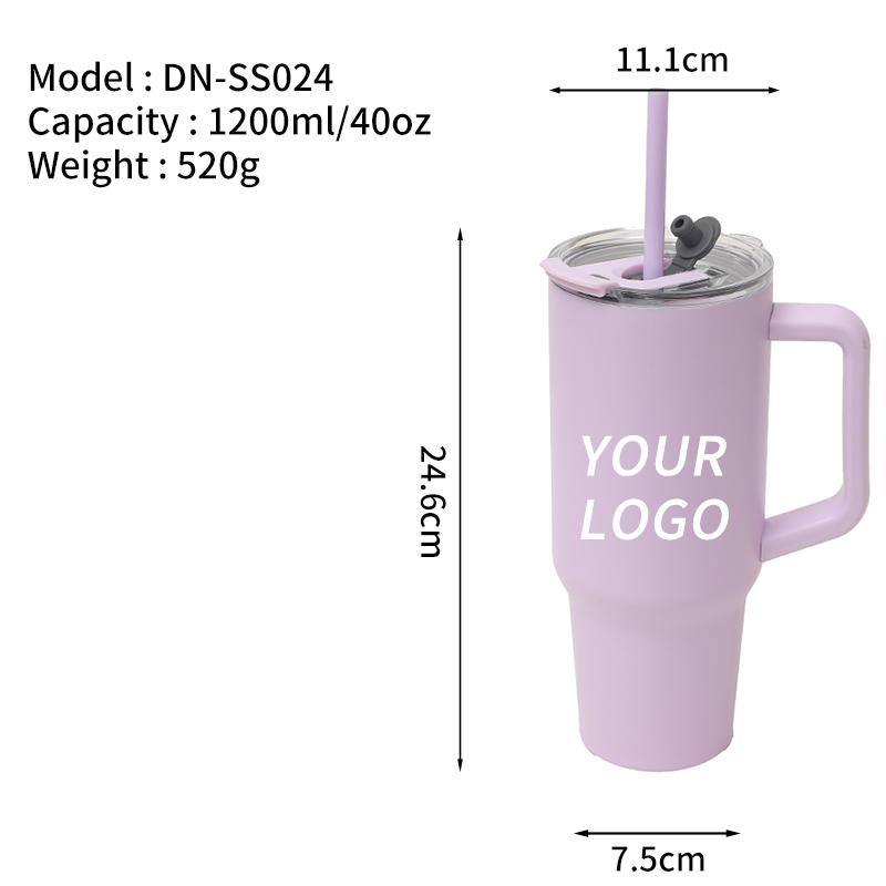 Factory Direct 40oz Cup Gradient color Custom Logo Double Wall Steel Vacuum Coffee Travel Mug With Handle And Lid