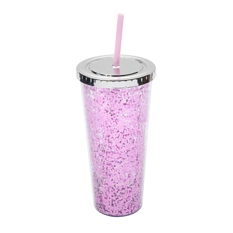New fashion Stocked 24oz Colored Gradient brilliant Straight Sublimation Glass glitter Tumbler With Lids