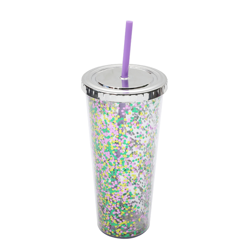 New fashion Stocked 24oz Colored Gradient brilliant Straight Sublimation Glass glitter Tumbler With Lids