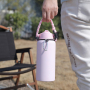 Portable 650ML Double Wall Stainless Steel Insulated Vacuum Bottle Camping Outdoor Water Bottle with Braided Rope and Straw Lid
