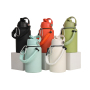 Portable 650ML Double Wall Stainless Steel Insulated Vacuum Bottle Camping Outdoor Water Bottle with Braided Rope and Straw Lid