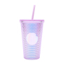 Plastic Double Wall Glitter Diamond 16oz Water Bottle With Lid And Straw Coffee Tumbler Cups Bulk - Buy