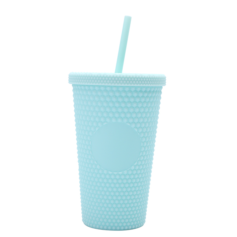 Plastic Double Wall Glitter Diamond 16oz Water Bottle With Lid And Straw Coffee Tumbler Cups Bulk - Buy