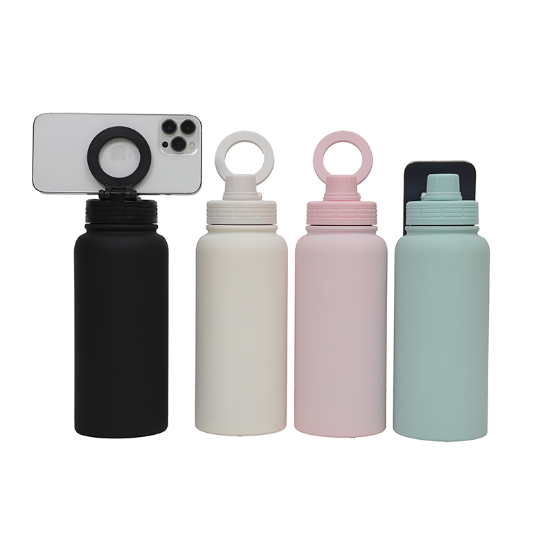 New Mobile Phone Magnetic Bracket Water Bottle Outdoor 1000ML Large Mouth Insulated Bottle Stainless Steel Sports Bottle