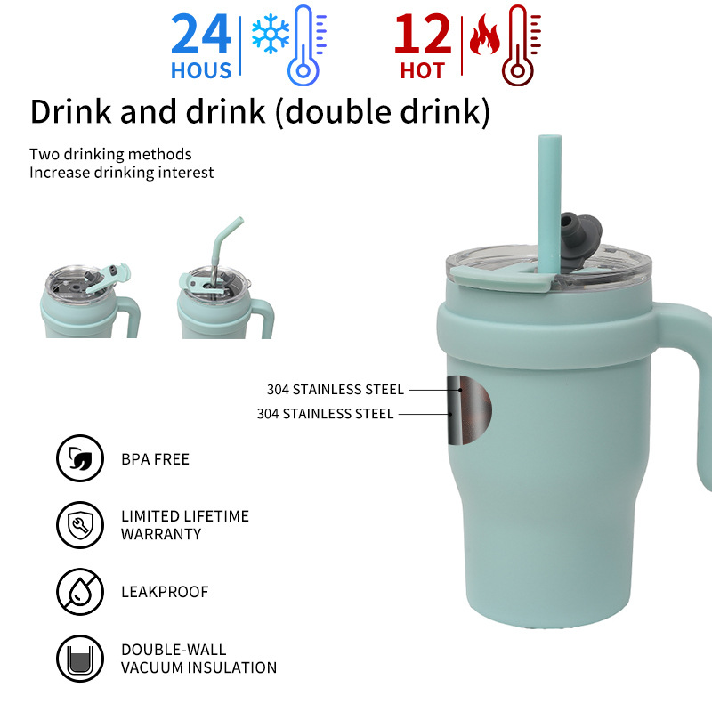 Wholesale Custom 14oz Coffee Car tumbler Cup Water Tumbler With handle And Straw 14oz kid Vacuum Insulated Mug