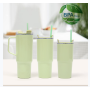 Wholesale BPA free plastic tumblers 40oz Big Capacity Coffee Water Bottle Plastic Tumbler With Handle With Straw