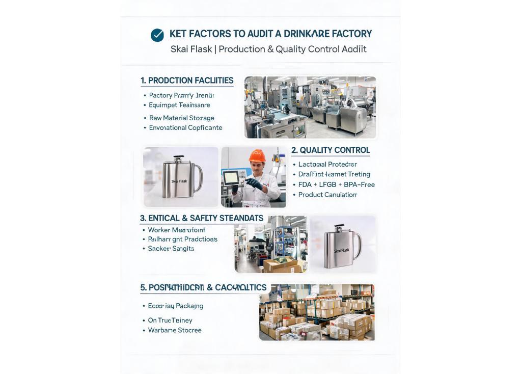 What should I look for when auditing a drinkware factory's production facilities and quality control?