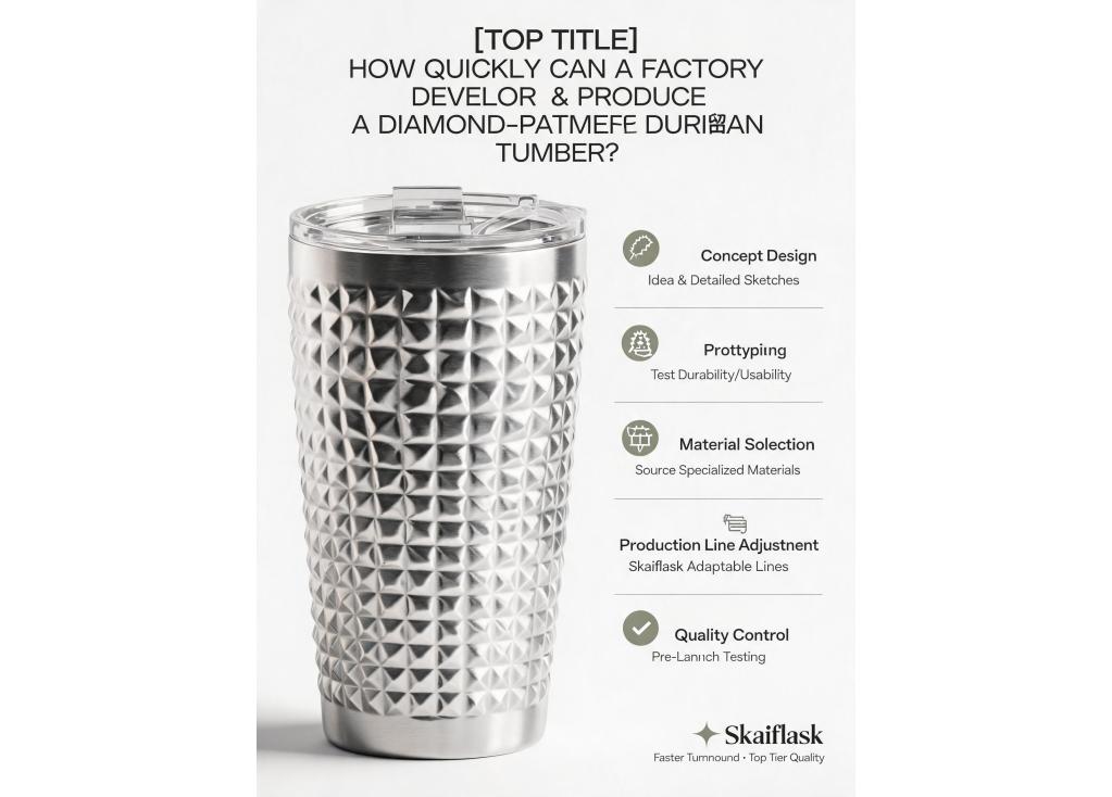 How quickly can a factory develop and produce a new product like a diamond-patterned durian tumbler?
