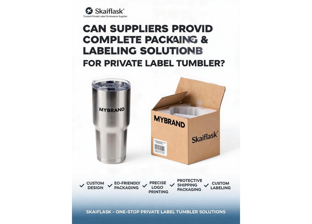 Can suppliers provide complete packaging and labeling solutions for private label tumblers?
