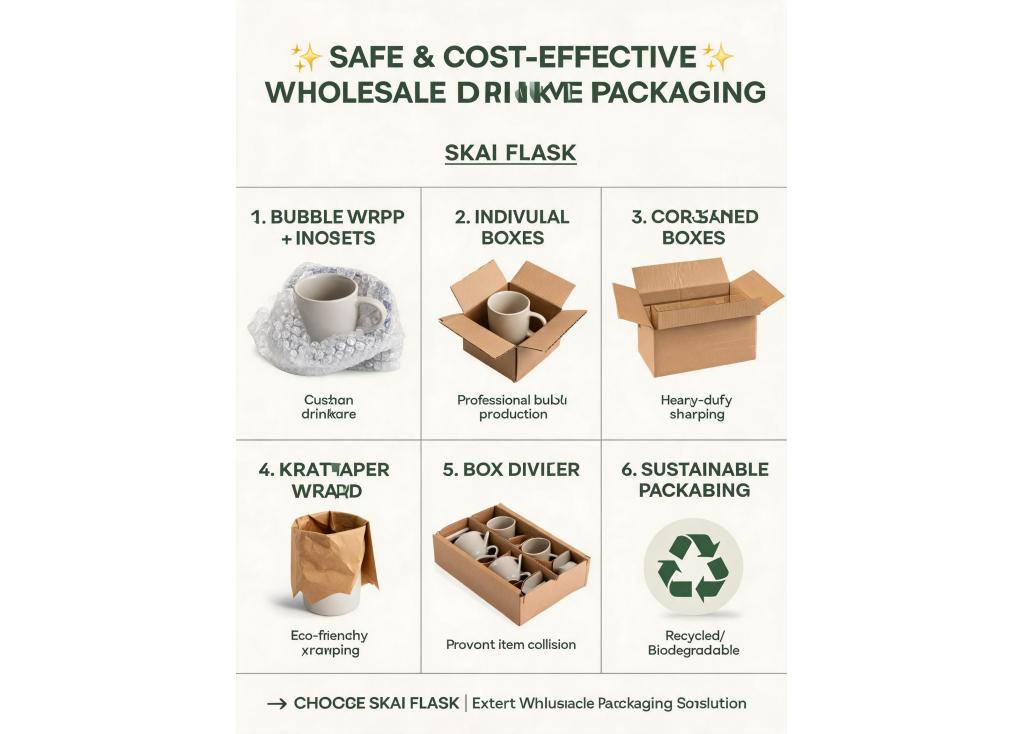 What packaging options are available for wholesale drinkware to ensure safe and cost-effective shipping?