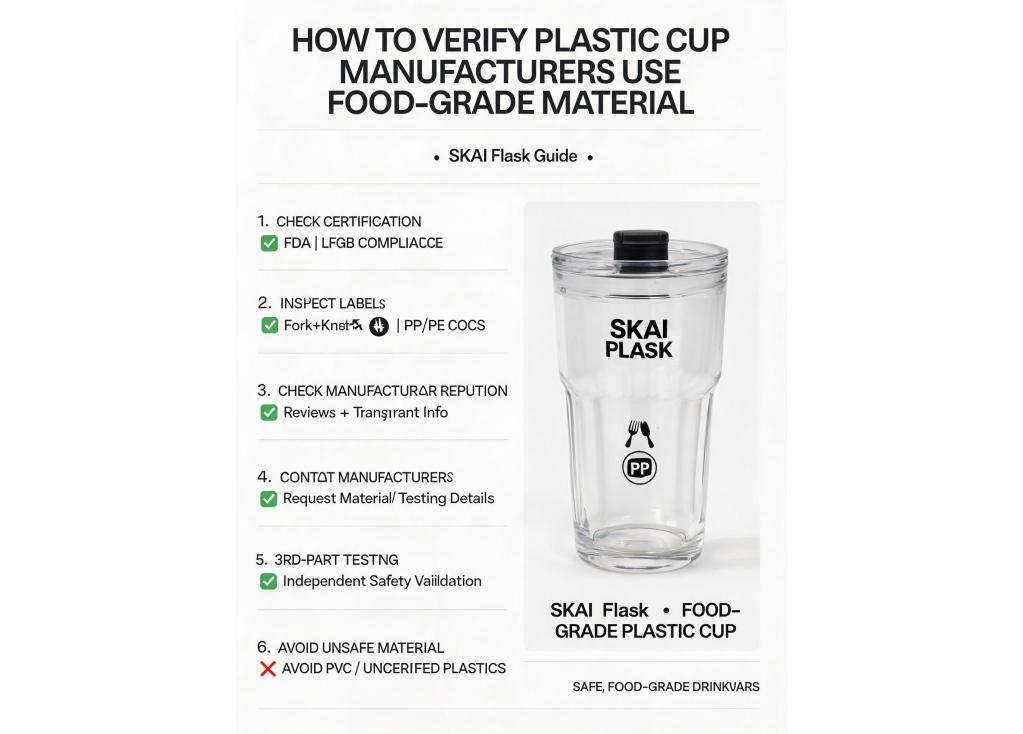 How can I verify if a plastic cup manufacturer uses food-grade materials?