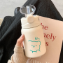 New Arrival BPA Free Flip Lid Double Wall insulated portable school Stainless Steel water bottle With Straw for kids