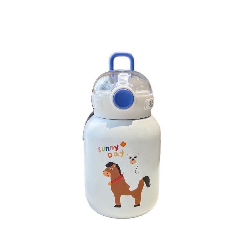 New Arrival BPA Free Flip Lid Double Wall insulated portable school Stainless Steel water bottle With Straw for kids