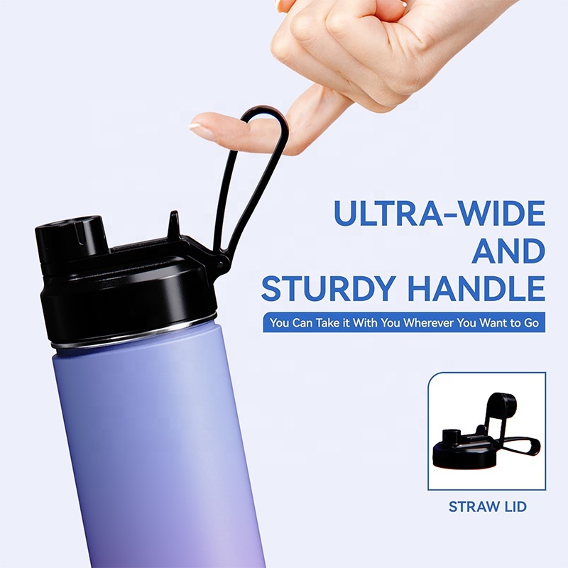New Design 25 OZ Double Wall Stainless Steel Insulated Vacuum Flask Portable Sports Water Bottle With 2-In-1 Lid