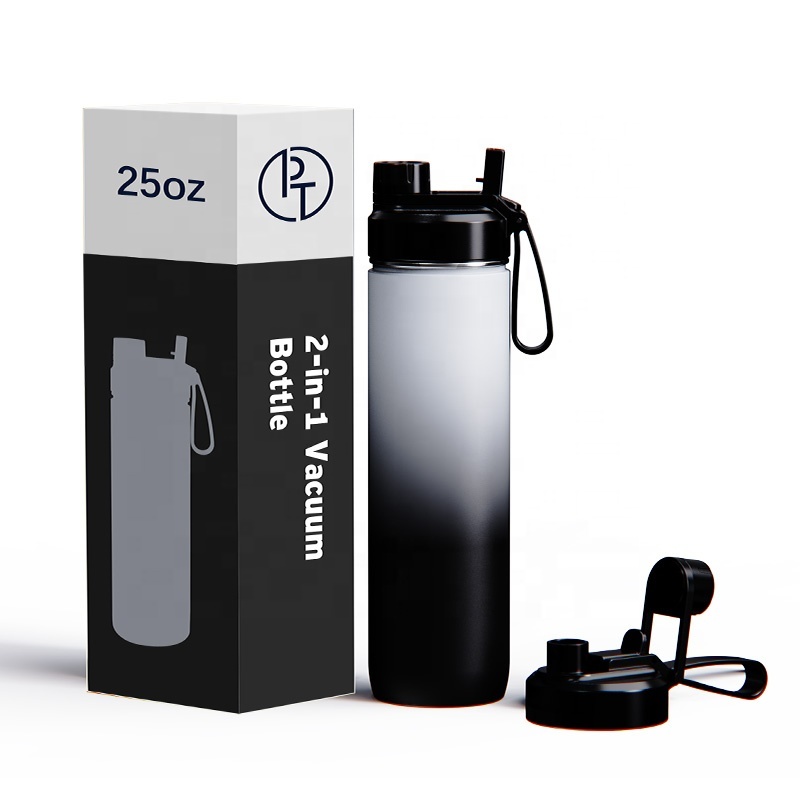 New Design 25 OZ Double Wall Stainless Steel Insulated Vacuum Flask Portable Sports Water Bottle With 2-In-1 Lid