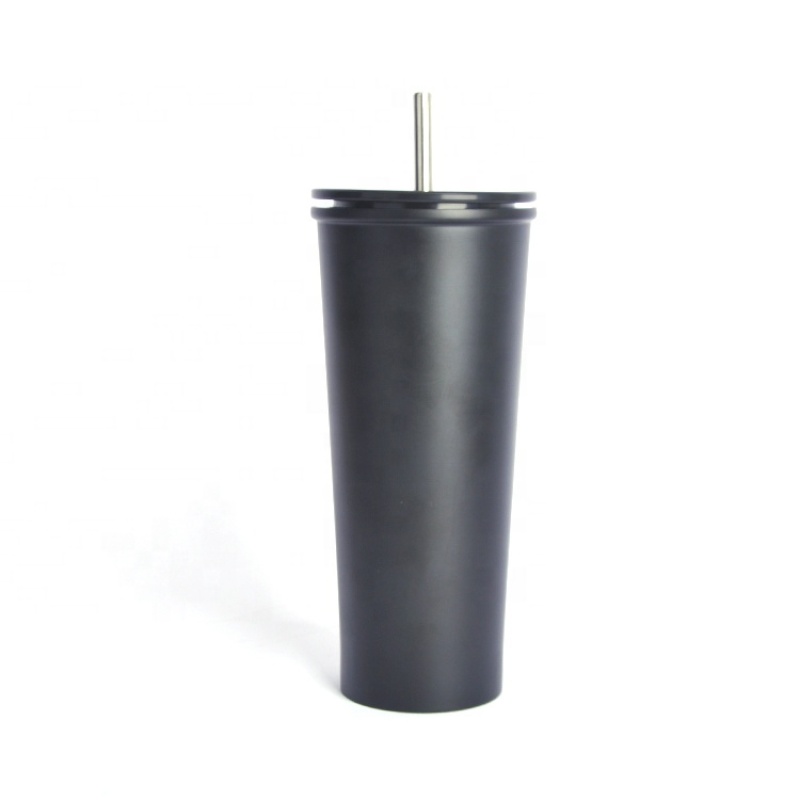 Stainless Steel 23 Oz  Double Wall Insulated Straight Water Cups Wine Tumbler With Lids And Straws