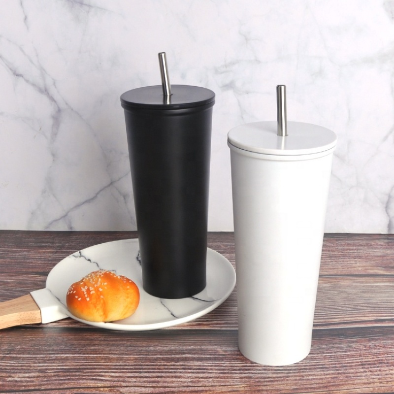 Stainless Steel 23 Oz Double Wall Insulated Straight Water Cups Wine Tumbler With Lids And Straws