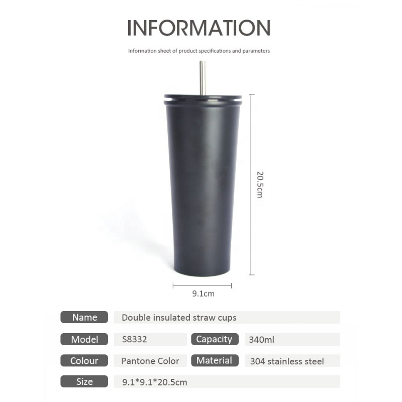 Stainless Steel 23 Oz Double Wall Insulated Straight Water Cups Wine Tumbler With Lids And Straws