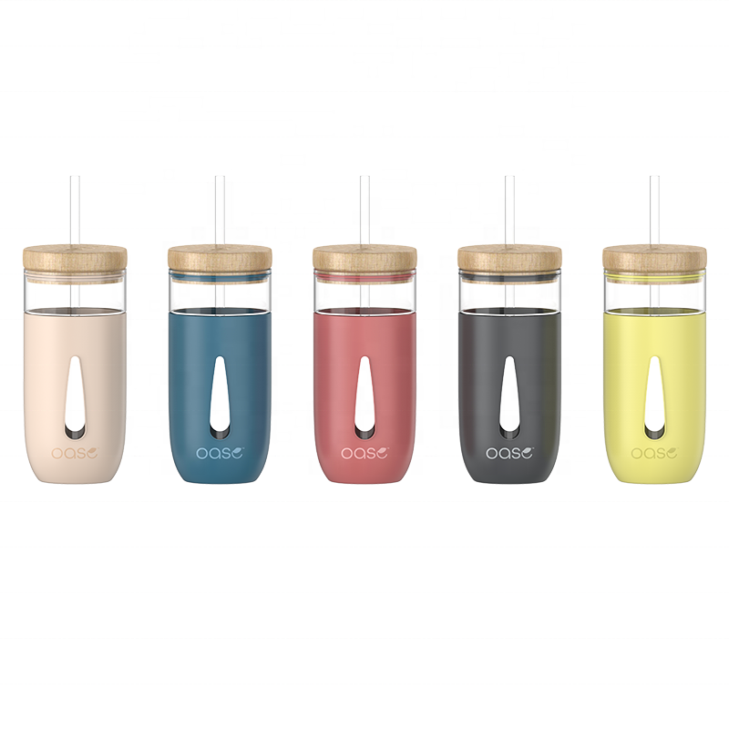 New Design Silicone Sleeves Borosilicate  Glass coffee mugs custom logo