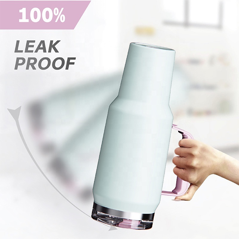 Spill Proof Traveler Reusable BPA Free 40 oz Insulated Stainless Steel Tumbler with 2-IN-1 LID