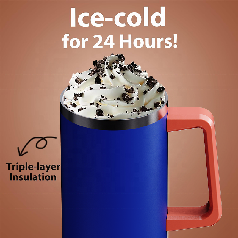 New Designer 40 oz Tumbler Sublimation Double Wall Vacuum Insulated Travel Mug Stainless Steel Cup with handle lid straw