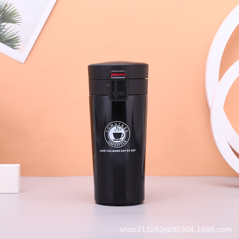 New Double Wall Stainless Steel Car Travel Mug with Pop-Up Lid Classic Design for Camping