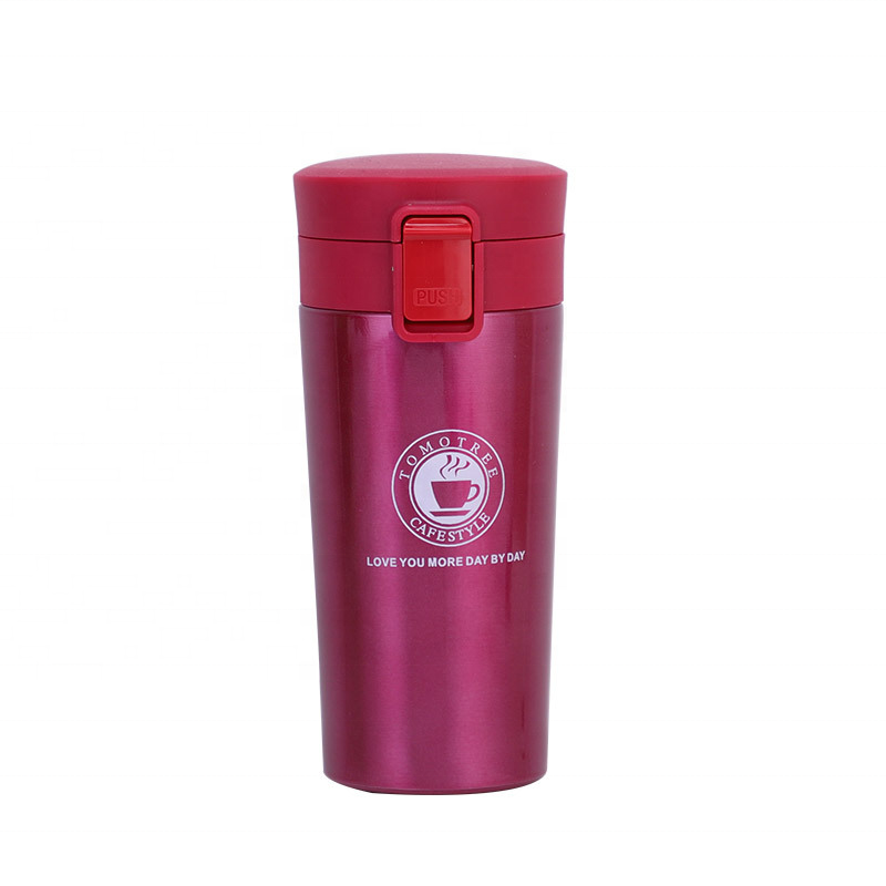 New Double Wall Stainless Steel Car Travel Mug with Pop-Up Lid Classic Design for Camping