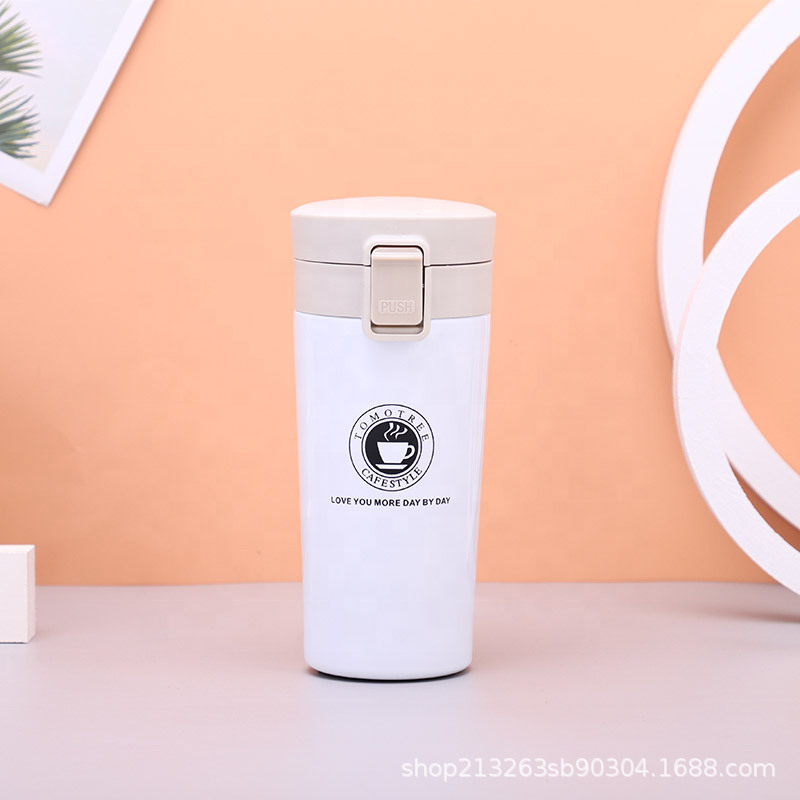 New Double Wall Stainless Steel Car Travel Mug with Pop-Up Lid Classic Design for Camping