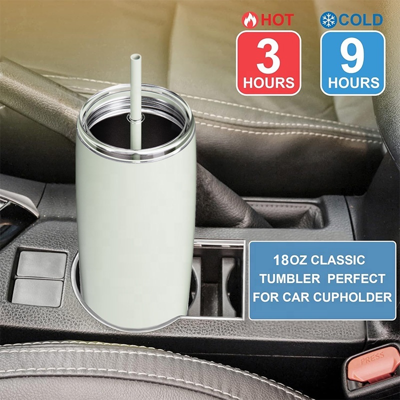 New Design 18oz cups Double Wall stainless steel Two-color Gradient plated tumbler with lid and straw