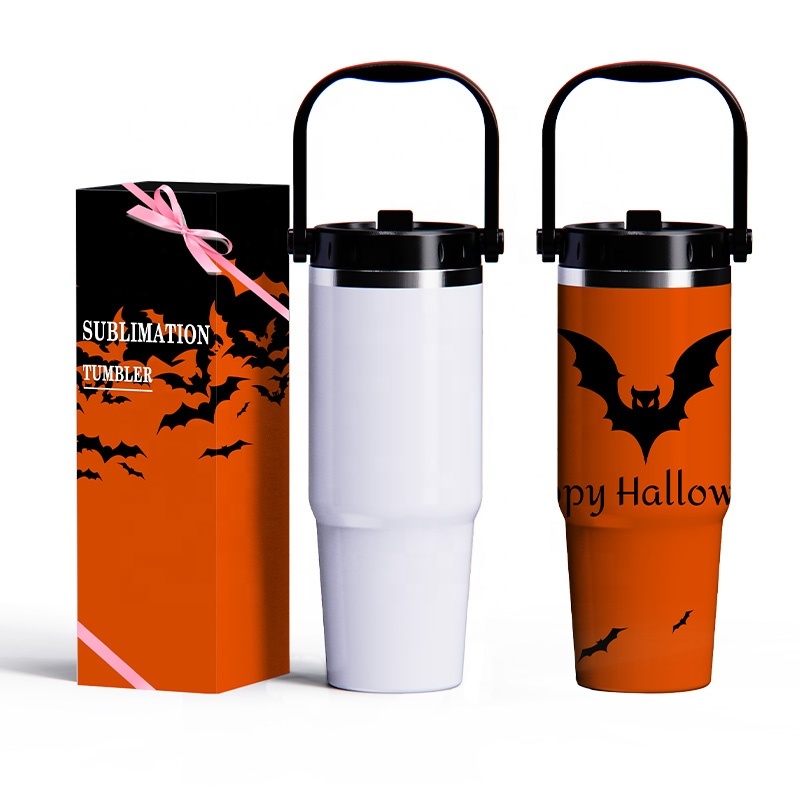 30 oz Sublimation Tumbler Double Wall Stainless Steel Vacuum Insulated Travel  Mugs With Straw And Handle