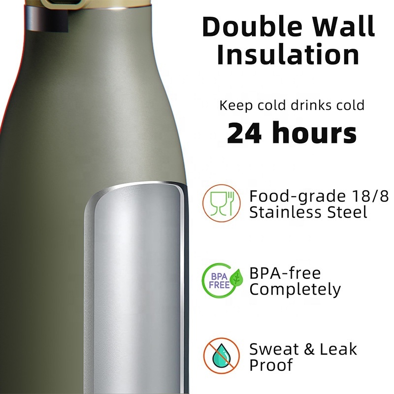 New Design 16 OZ 25 OZ Double Wall Stainless Steel Insulated Outdoor Vacuum Flask Sports Water Bottle With pop-up lid