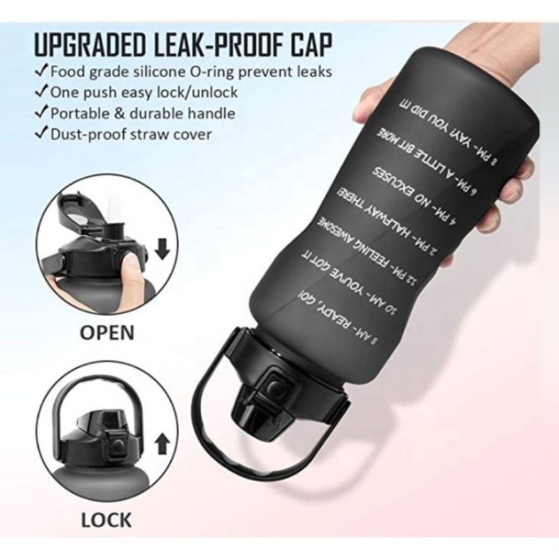 Sport Portable Bpa Free Leakproof Motivational Large Capacity Frosted Plastic Water Bottles