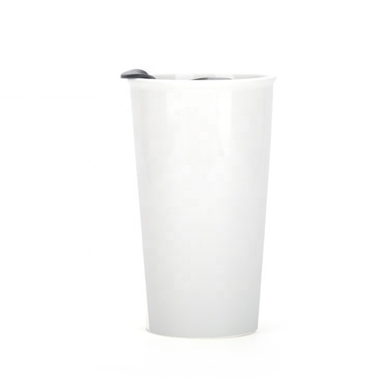 Sublimation Blanks  Ceramic travel white Coffee  Mug with Splash-proof Slider Lid
