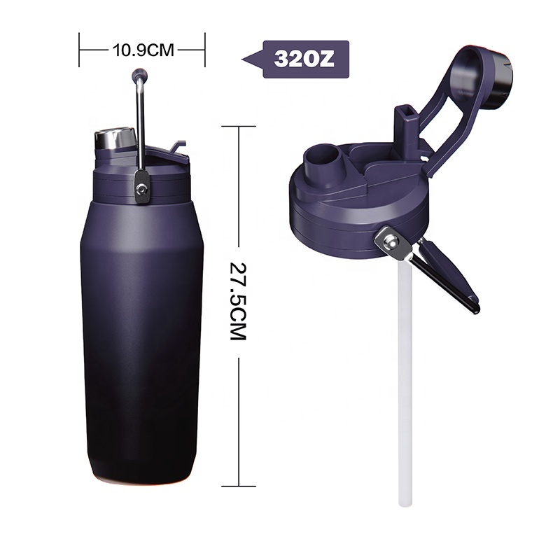 New Design 32 OZ Double Wall Stainless Steel Insulated Outdoor Vacuum Flask Sports Portable Water Bottle With 2-in-1 Lid