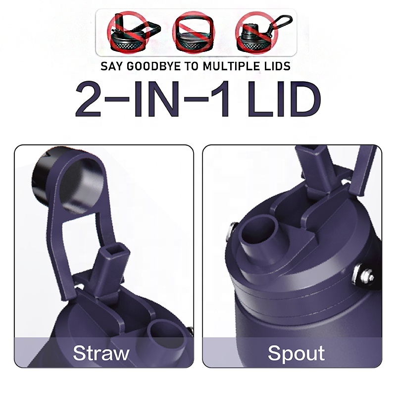 New Design 32 OZ Double Wall Stainless Steel Insulated Outdoor Vacuum Flask Sports Portable Water Bottle With 2-in-1 Lid