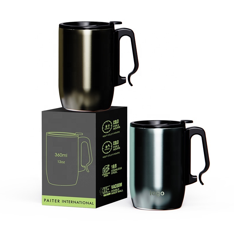 Custom Logo 12oz Stainless Steel Tumbler Double Wall Insulated Thermal Camping Travel Coffee Mug