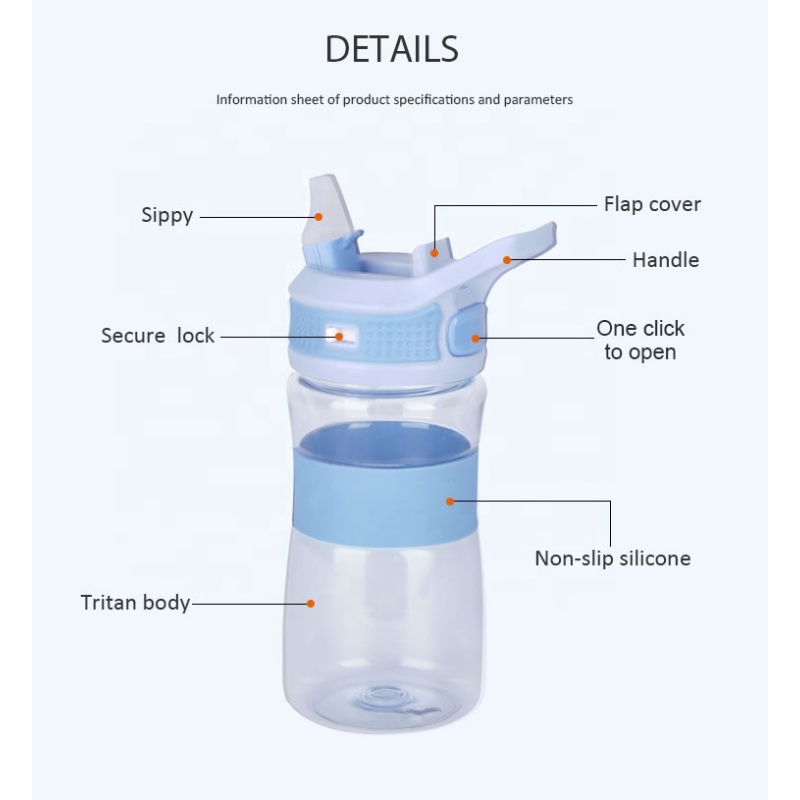 Eco Friendly Bpa Free 12 oz Taritan Foldable Kids Water Bottle With silicone flip up straw lid