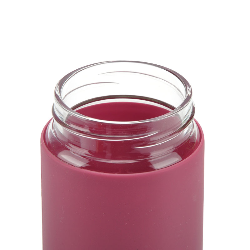 Fashion Design  Single Wall Unbreakable Borosilicate Glass  portable Glass Bottle with bamboo lid