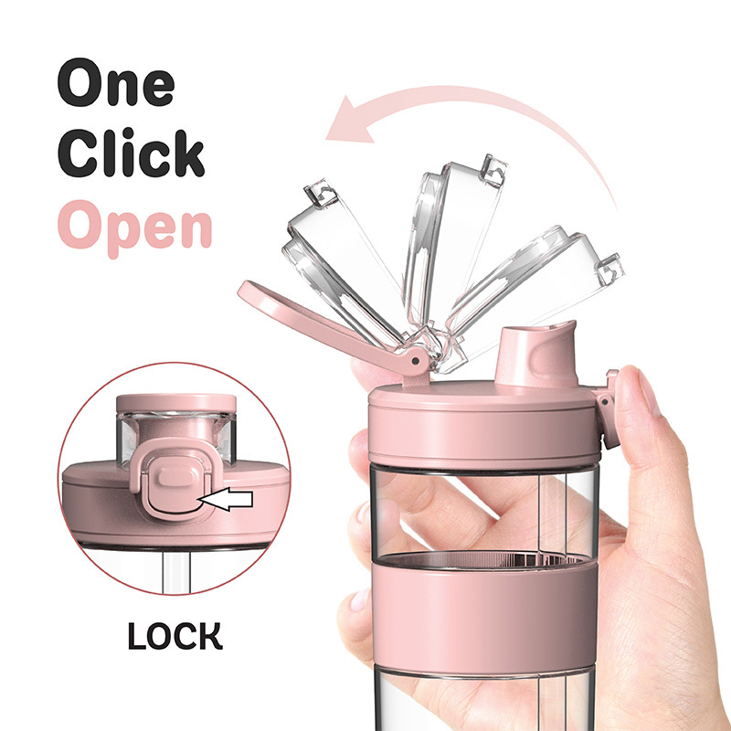 New Arrival 23 oz Leakproof BPA & Toxic Free Motivational Fitness Sports Plastic Water Bottle with Dual-use Lid For Outdoor