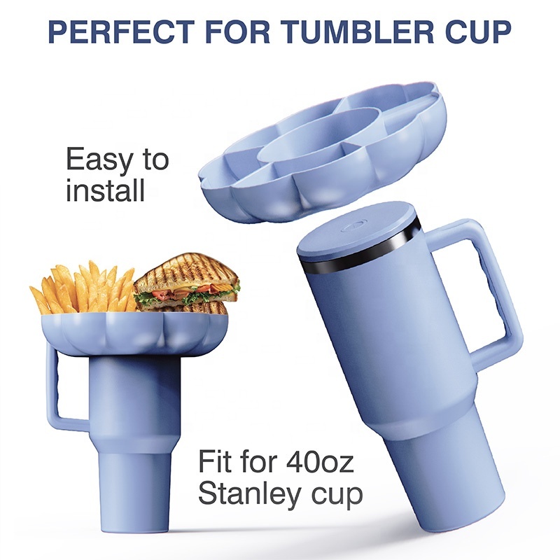 Hot Sales Food Grade 5 Compartment Snack Tray Reusable Silicone Snack Ring Snack bowlsl Accessories for tumbler 40 oz