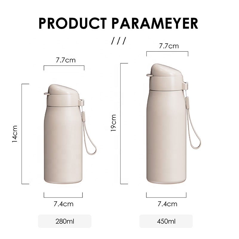 New Design 15oz Double Wall Stainless Steel Insulated Vacuum Flask Portable Kids Water Bottle with Straws