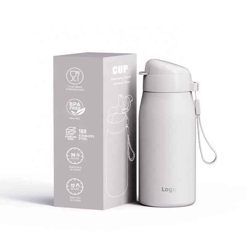 New Design 15oz Double Wall Stainless Steel Insulated Vacuum Flask Portable Kids Water Bottle  with Straws