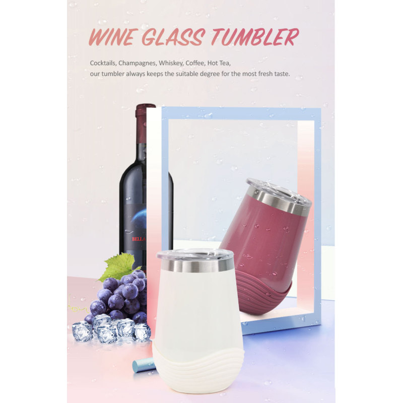 Hot Sales 12 oz BPA Free Stainless Steel Insulated Wine Tumbler Cup Classic round Shell Shape for Camping