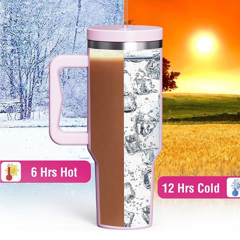 RTS 40oz Sublimation Adventure Tumbler Mugs With Handle Stainless Steel 40 oz Travel Coffee Water Bottles