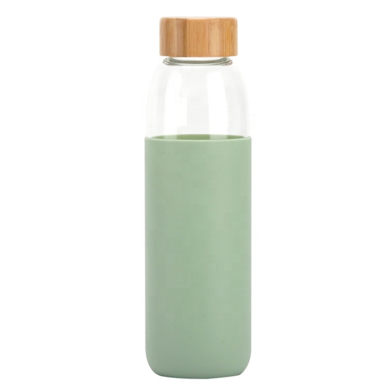 High Quality Single Wall Unbreakable Drink Glass   Bottle With Bamboo Top