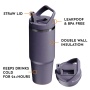 Stainless Steel Tumbler with Straw Vacuum Insulated Water Bottle for Home or Car Reusable Cup with Straw Leak Resistant Flip