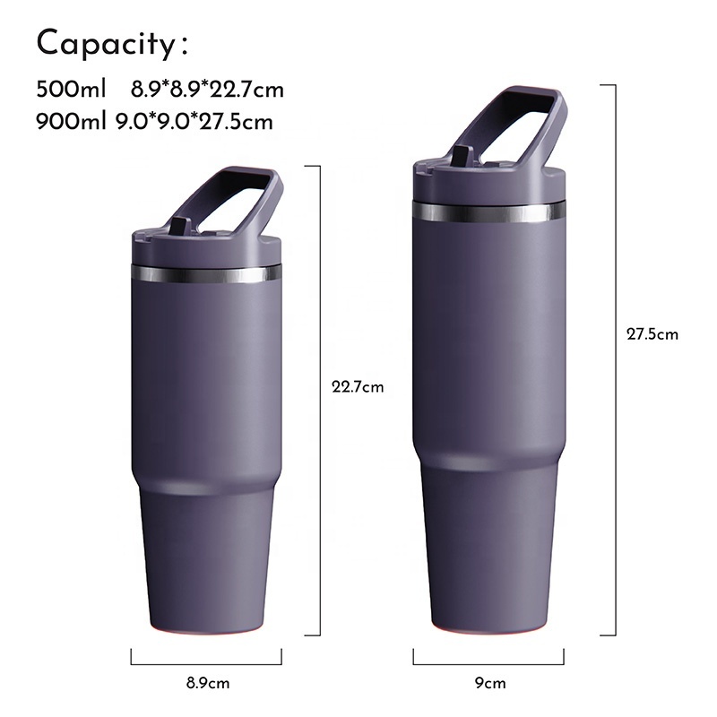 Stainless Steel Tumbler with Straw Vacuum Insulated Water Bottle for Home or Car Reusable Cup with Straw Leak Resistant Flip