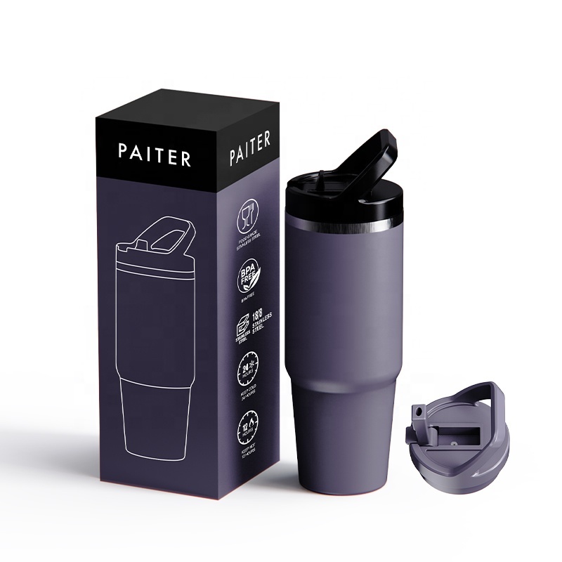 Stainless Steel Tumbler with Straw Vacuum Insulated Water Bottle for Home or Car Reusable Cup with Straw Leak Resistant Flip